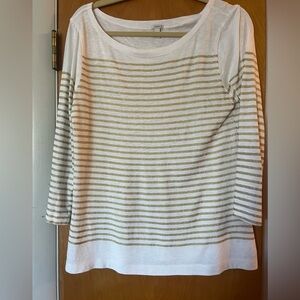 J. Crew Gold and White Striped Blouse